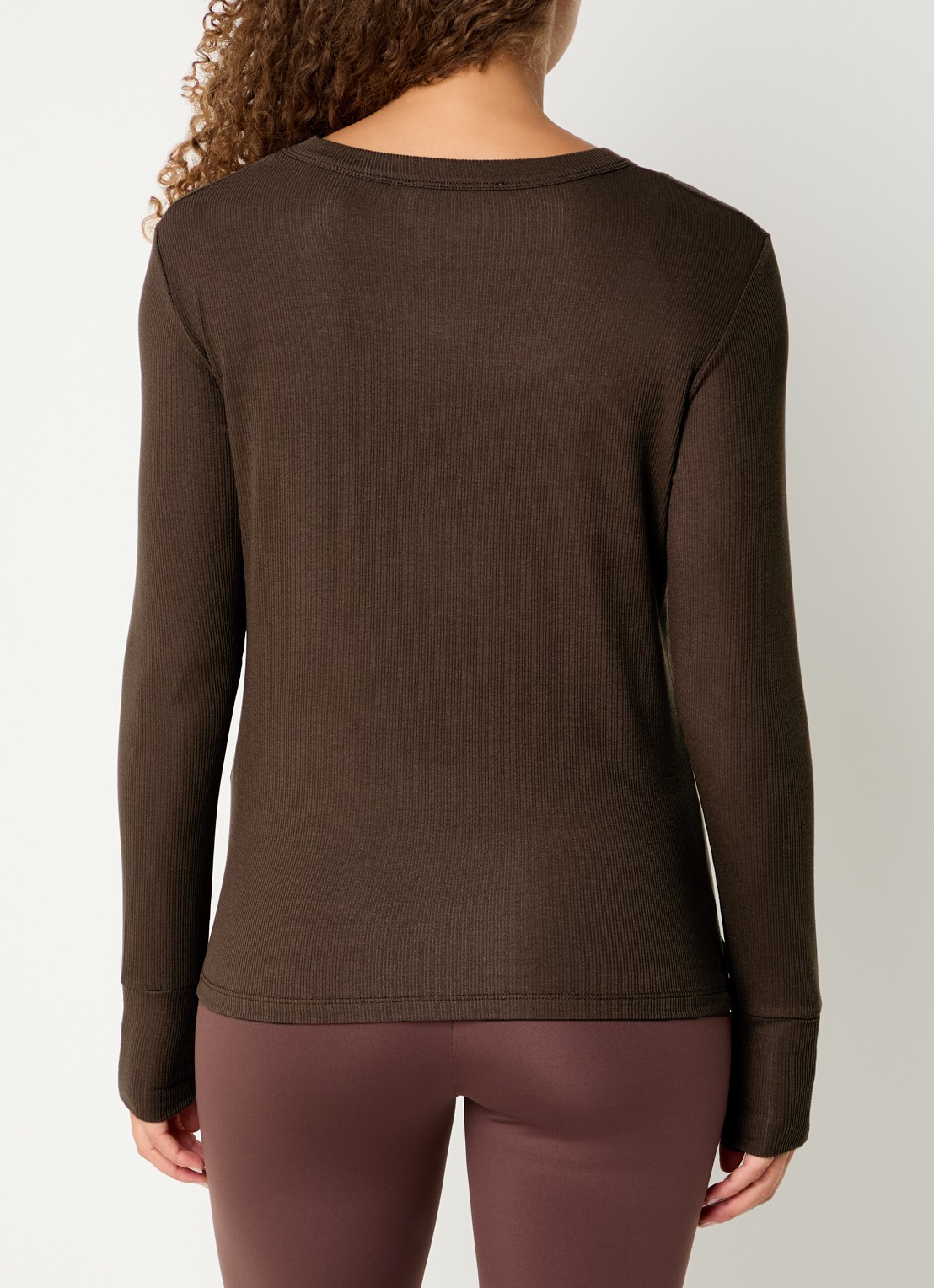 ba&sh Micha longsleeve met ribstructuur - achterkant bruin