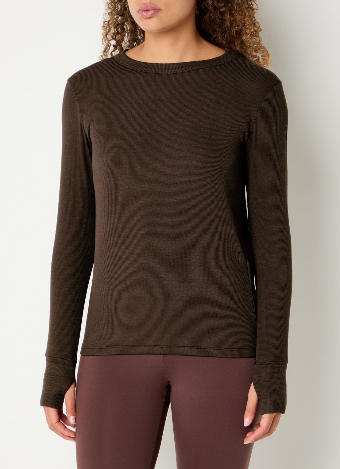 ba&sh Micha longsleeve met ribstructuur - detail 4 bruin
