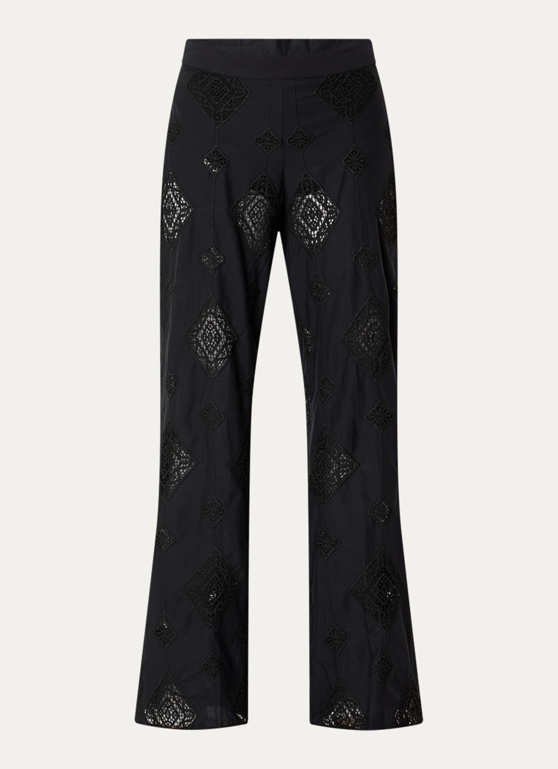 ba&sh Mike low waist straight fit broek met broderie - voorkant 3 zwart