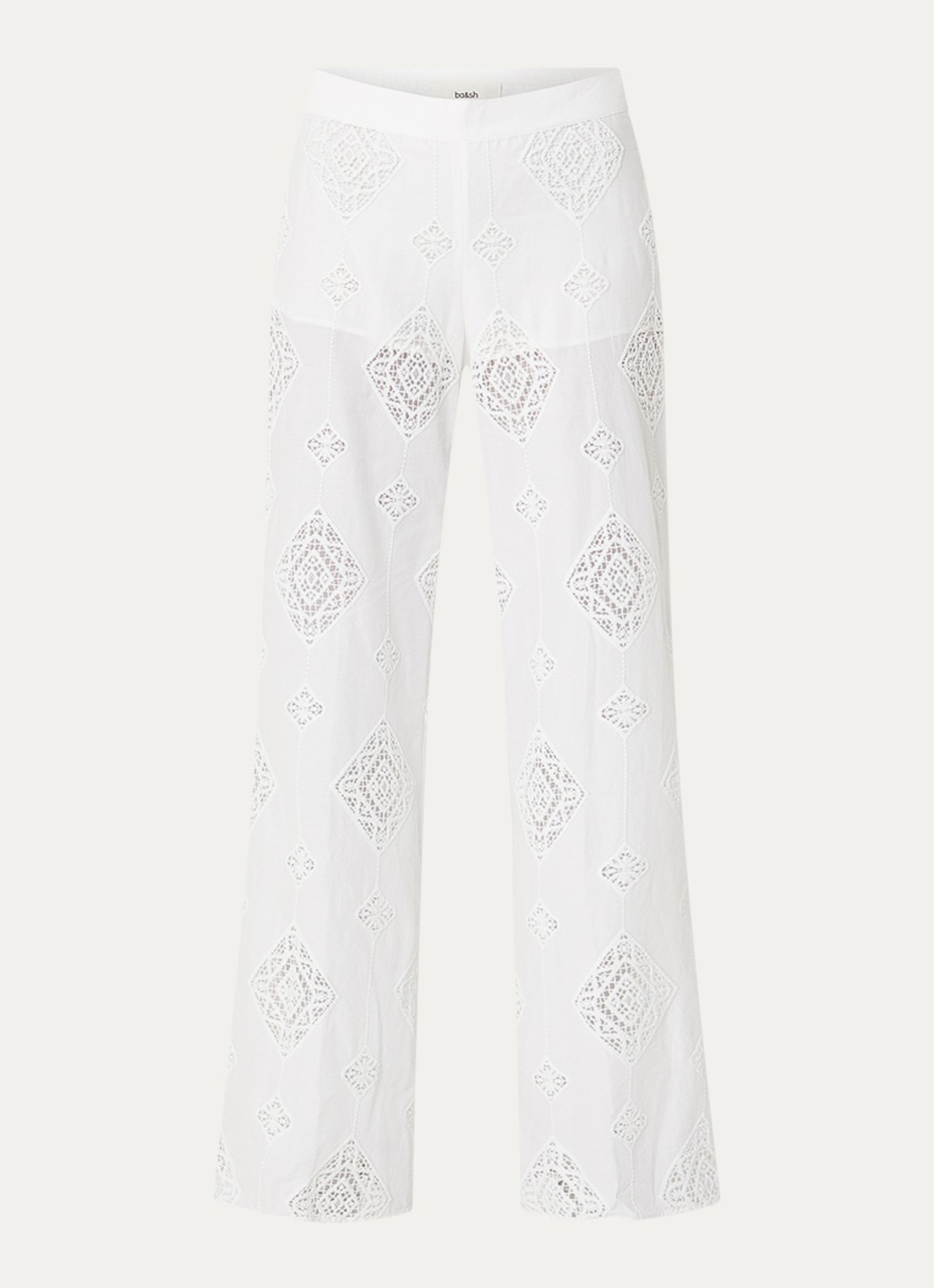 ba&sh Mike low waist straight fit broek met broderie - voorkant 3 gebroken wit