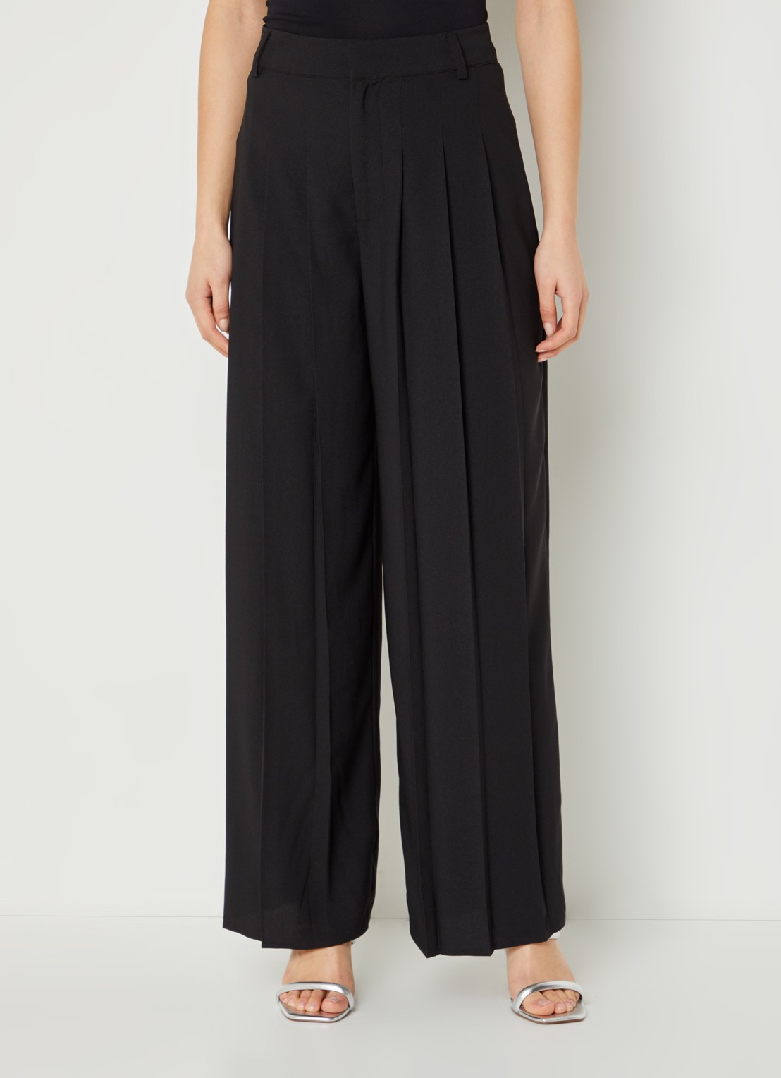 ba&sh Miley high waist loose fit pantalon met plooien - detail 4 zwart