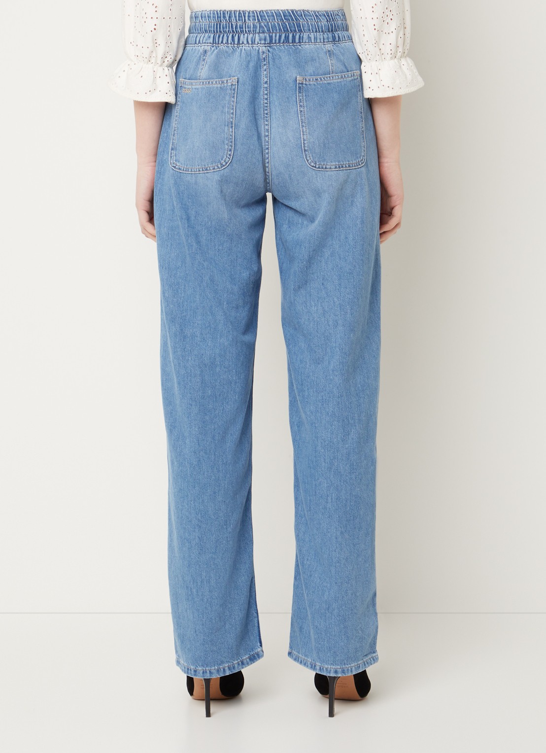 ba&sh Mima high waist straight leg jeans met medium wassing - achterkant 4 indigo