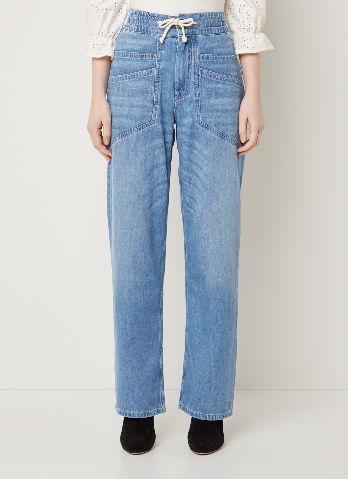 ba&sh Mima high waist straight leg jeans met medium wassing - detail 3 indigo