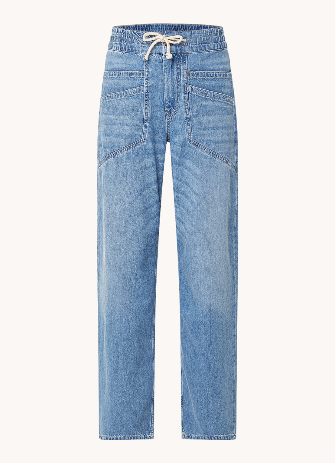 ba&sh Mima high waist straight leg jeans met medium wassing - voorkant indigo