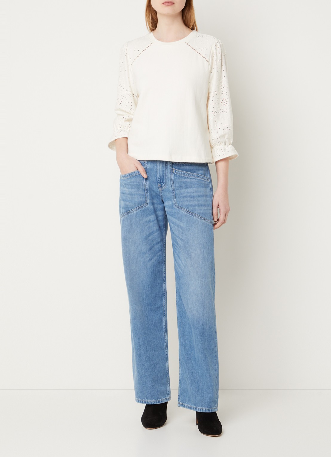 ba&sh Mima high waist straight leg jeans met medium wassing - voorkant 2 indigo