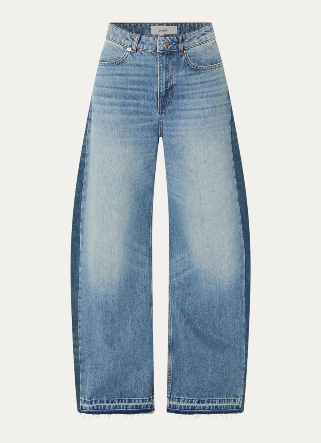 ba&sh Mislav high waist wide leg jeans met lichte wassing  - voorkant indigo