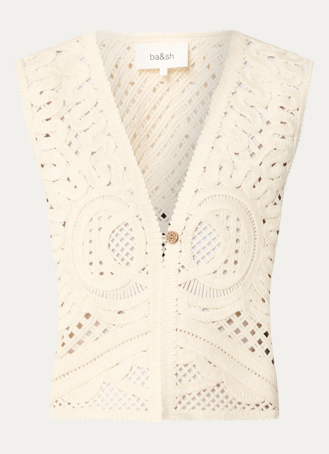 ba&sh Misti gilet met opengewerkt dessin - voorkant gebroken wit