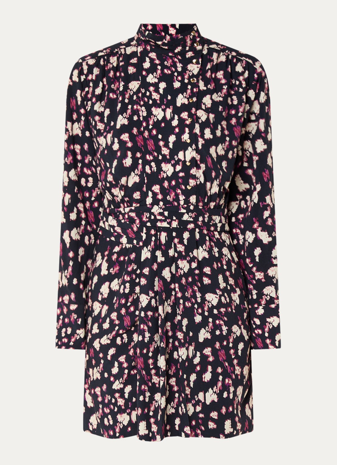 ba&sh Molly mini tuniekjurk met print - voorkant zwart