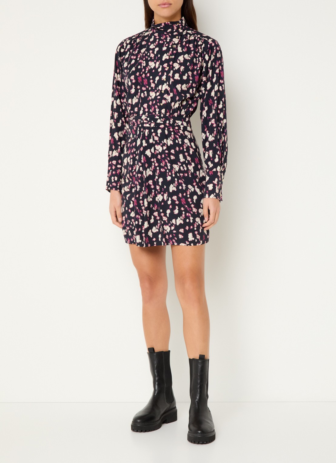 ba&sh Molly mini tuniekjurk met print - voorkant 2 zwart