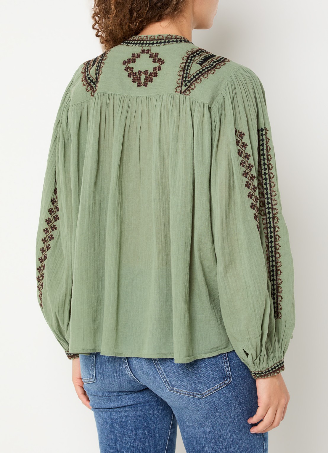 ba&sh Mona blouse met borduring - achterkant 2 beige