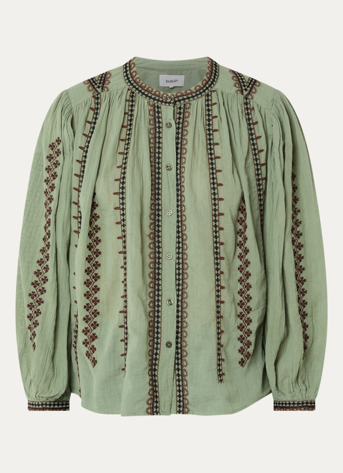 ba&sh Mona blouse met borduring - voorkant 3 beige