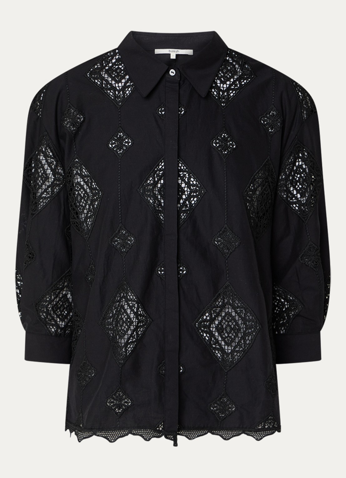 ba&sh Muriel blouse met broderie - voorkant zwart