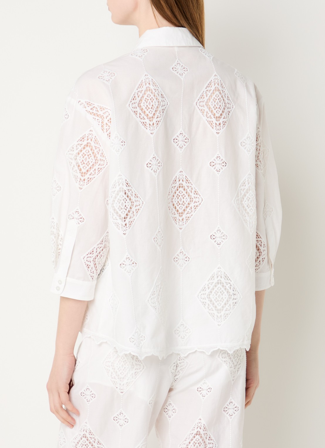 ba&sh Muriel blouse met broderie - achterkant gebroken wit