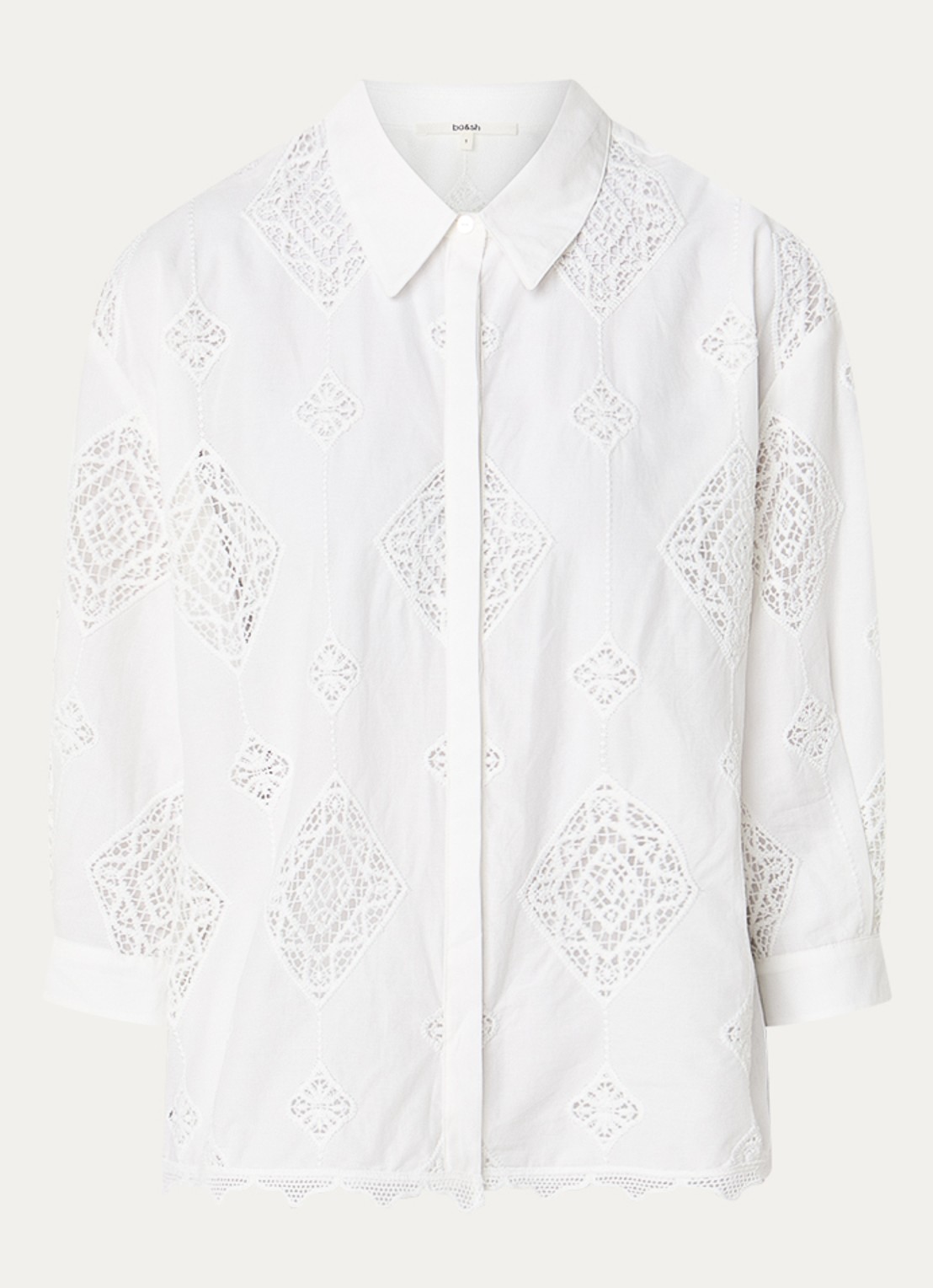 ba&sh Muriel blouse met broderie - voorkant 2 gebroken wit