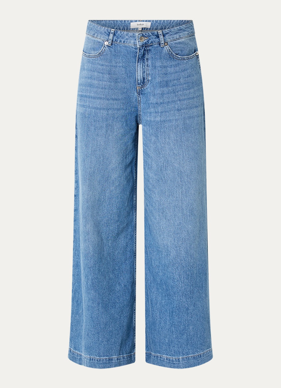 ba&sh Musc high waist wide leg jeans met lichte wassing - voorkant 2 indigo