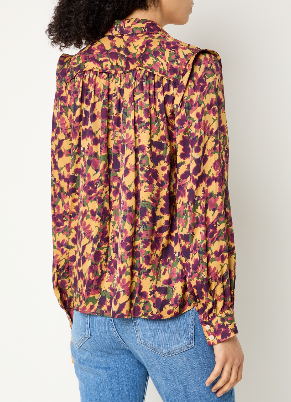 ba&sh Nale tuniek met bloemenprint - achterkant okergeel