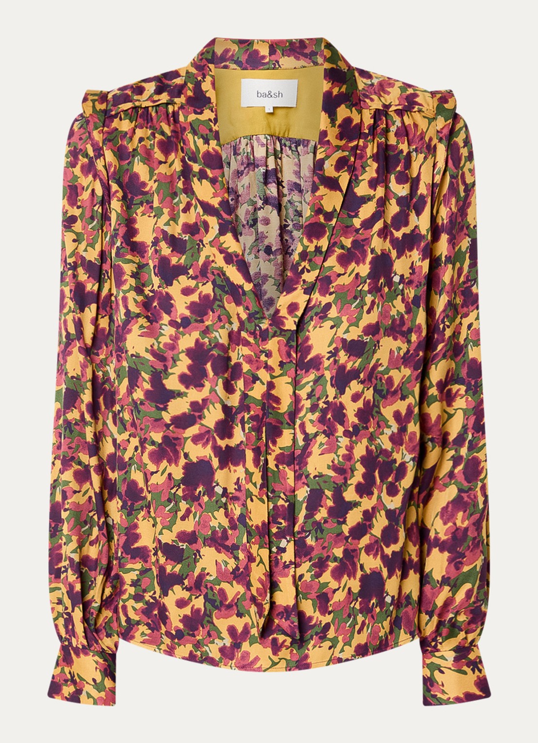 ba&sh Nale tuniek met bloemenprint - voorkant 3 okergeel