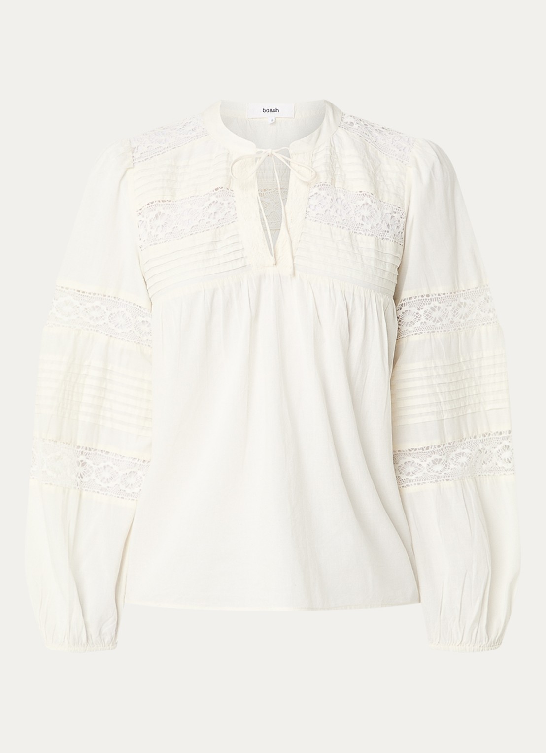 ba&sh Nami blouse met details van kant - voorkant 2 gebroken wit