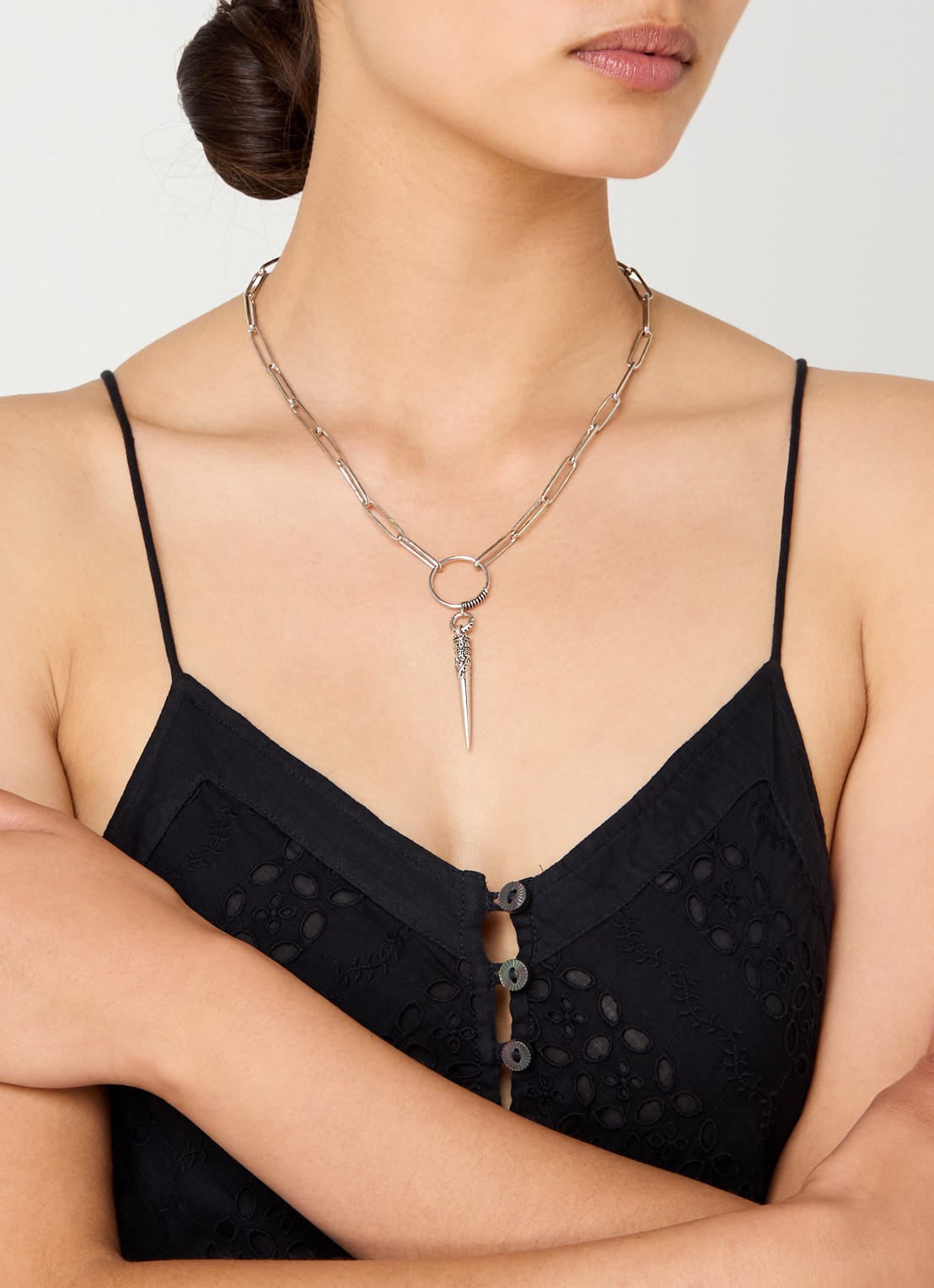ba&sh Naoki ketting met hanger - voorkant 2 zilver