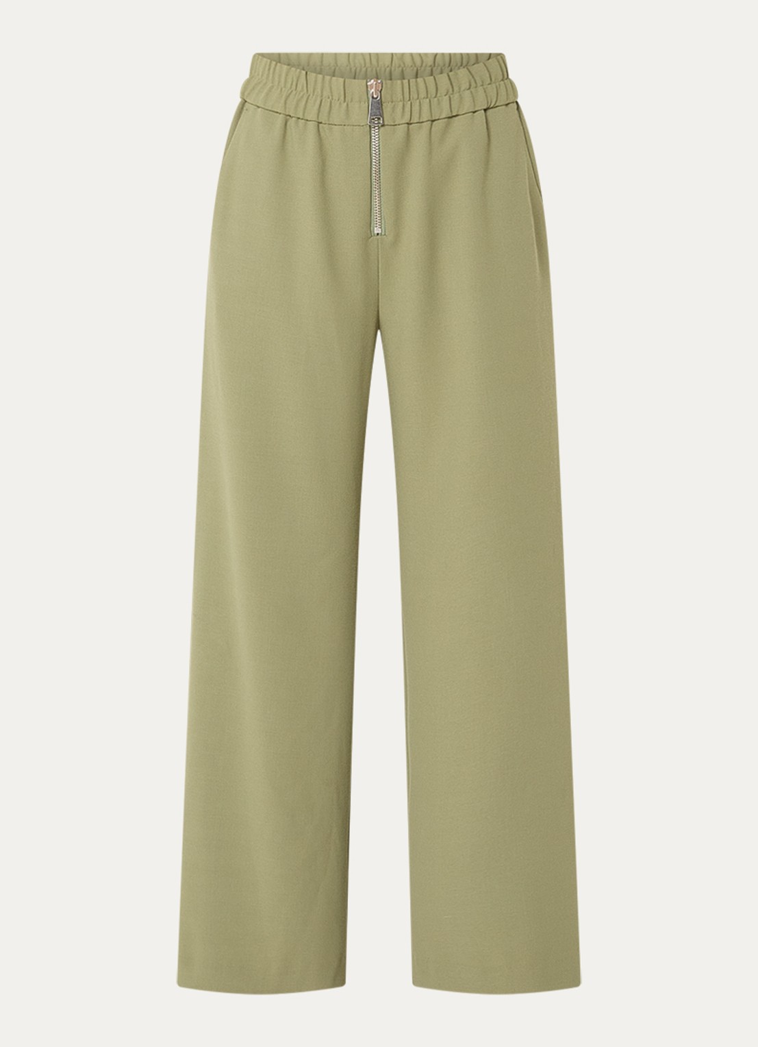 ba&sh Narlos high waist loose fit pantalon met steekzakken  - voorkant 3 olijfgroen