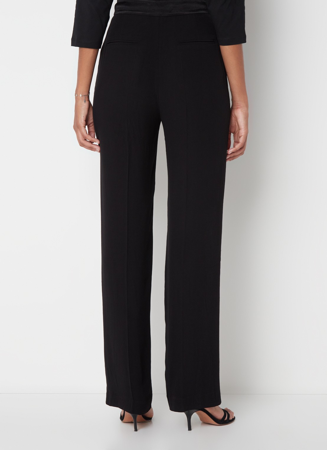 Ba&sh Natane high waist straight fit pantalon van crêpe - achterkant zwart