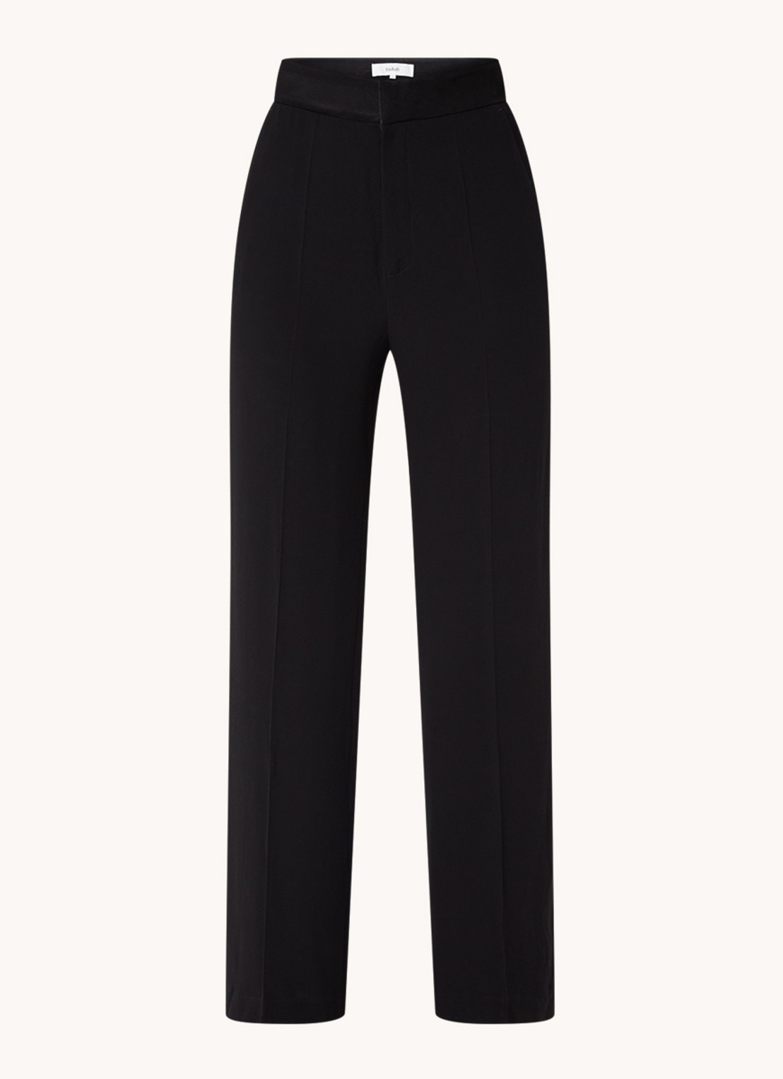 Ba&sh Natane high waist straight fit pantalon van crêpe - voorkant 2 zwart