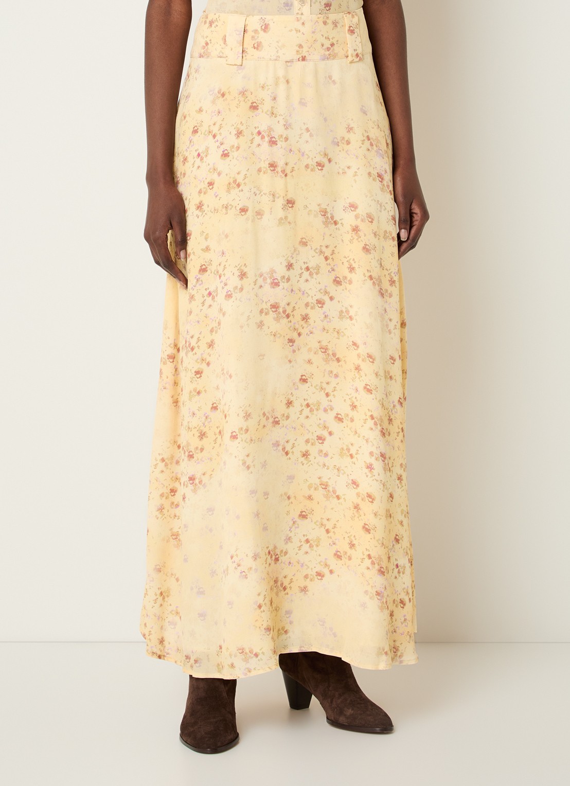 ba&sh Nattalina high waist midi rok met print - detail vanillegeel