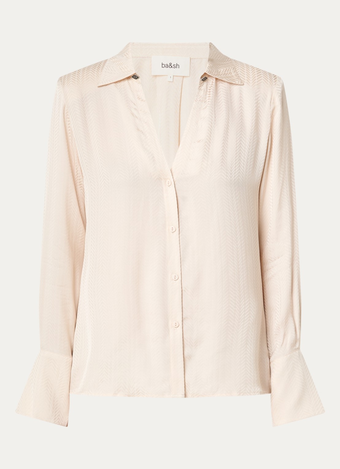 ba&sh Netsey blouse met schoudervulling - voorkant beige