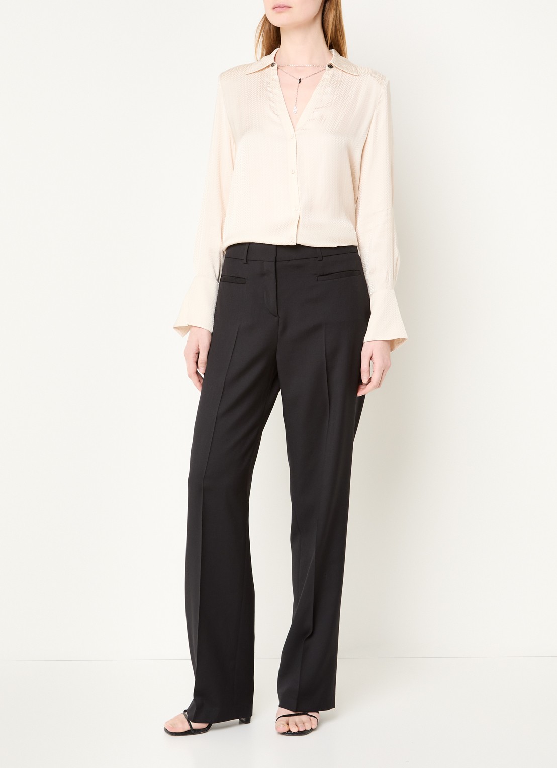ba&sh Netsey blouse met schoudervulling - voorkant 2 beige