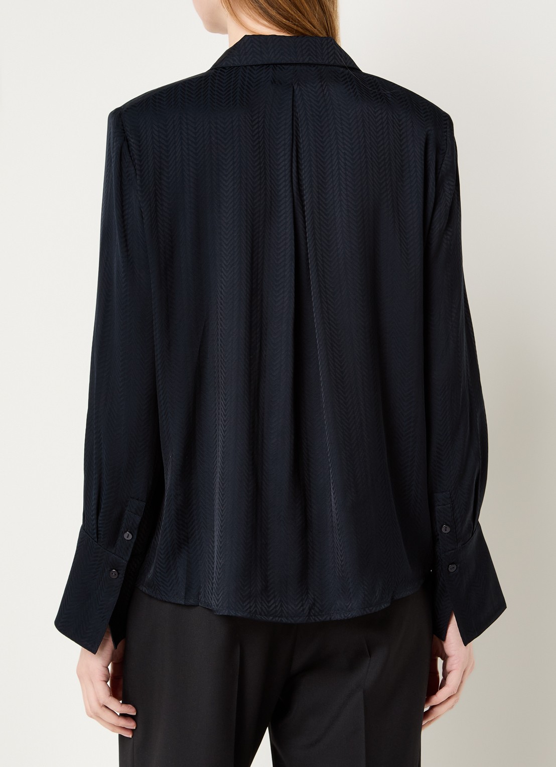 ba&sh Netsey blouse met schoudervulling - achterkant 5 donkerblauw