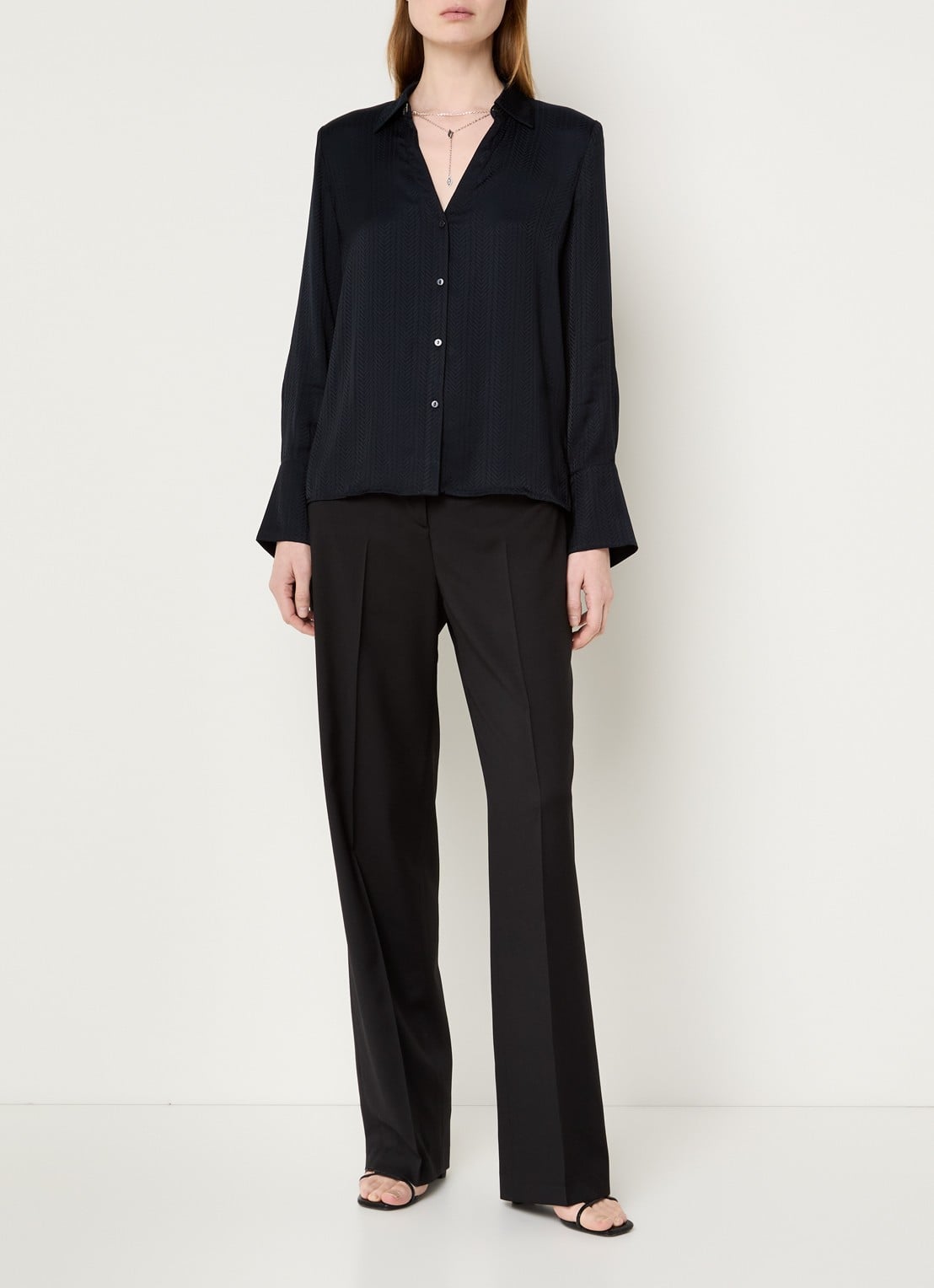 ba&sh Netsey blouse met schoudervulling - voorkant 2 donkerblauw