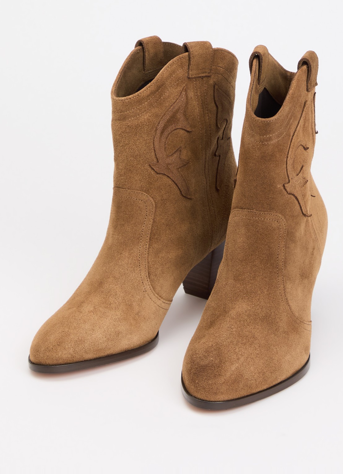 ba&sh New Casey enkellaarsje van suède - detail camel