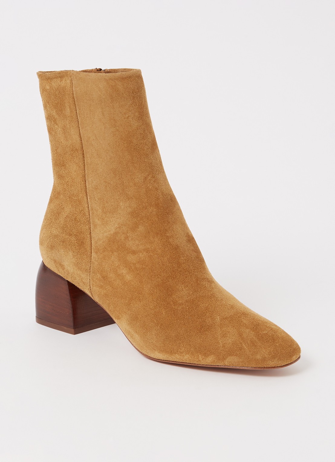 ba&sh New Cecily enkellaarsje van suède  - voorkant camel