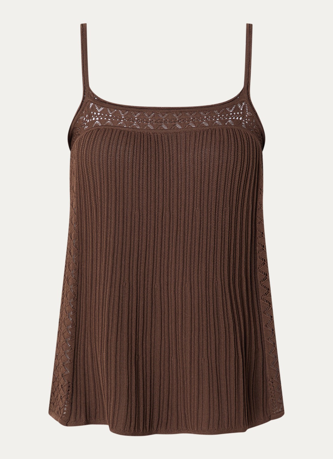 ba&sh Nika mouwloze top met ribstructuur - voorkant 3 bruin