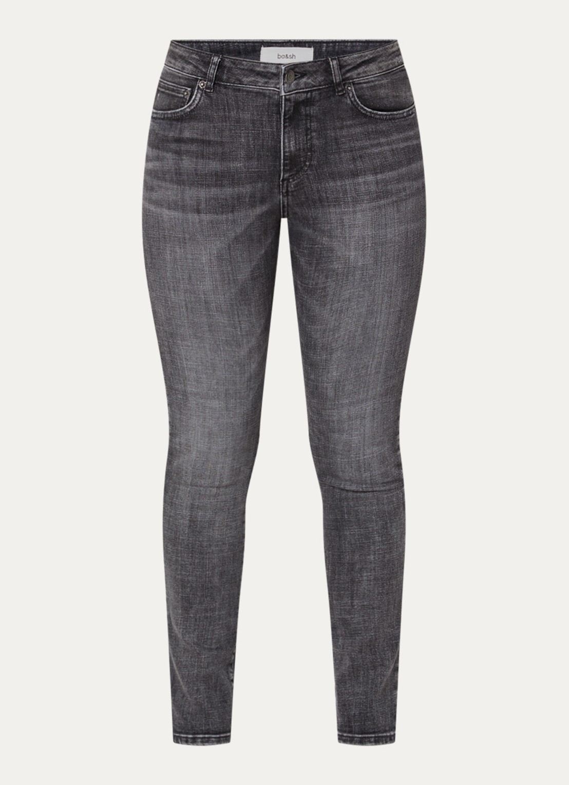 ba&sh Niko mid waist skinny jeans met gekleurde wassing - voorkant 4 antraciet