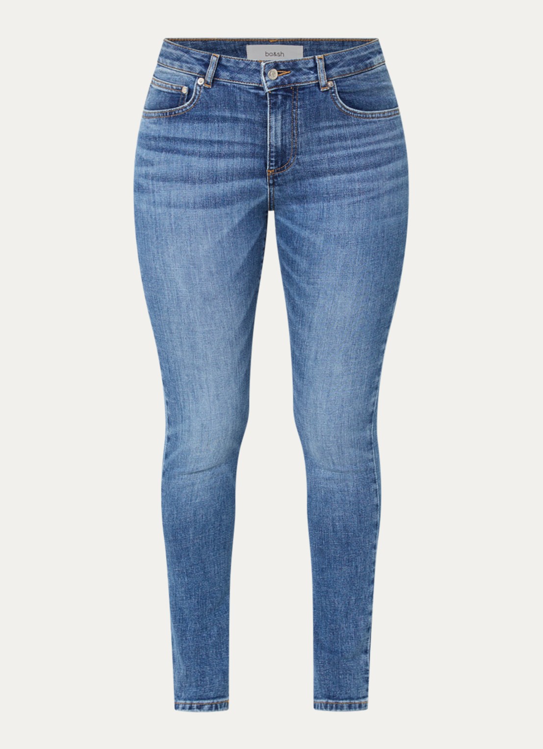 ba&sh Niko mid waist skinny jeans met medium wassing - voorkant 4 indigo