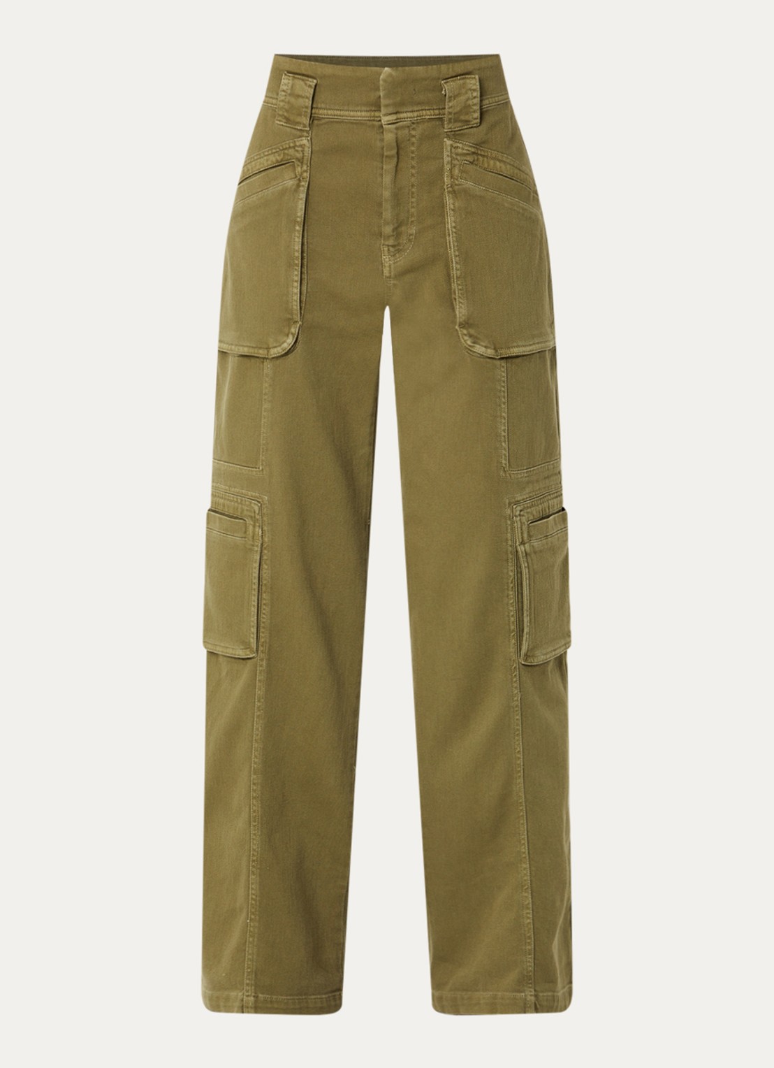 ba&sh Ninion mid waist straight fit jeans met gekleurde wassing - voorkant 3 mosgroen