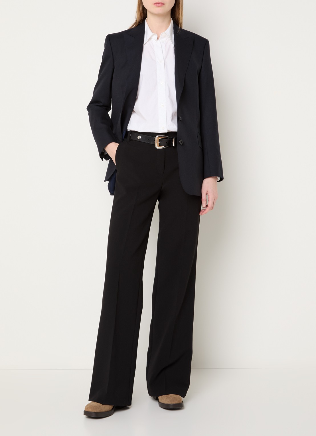 ba&sh Nisha blazer in wolblend met klepzakken - voorkant 4 donkerblauw