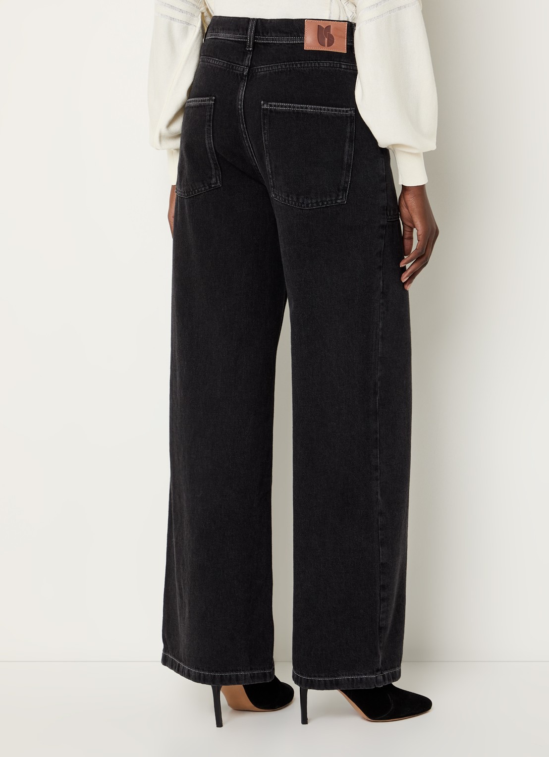 ba&sh Noel high waist wide leg jeans met gekleurde wassing - achterkant 5 zwart