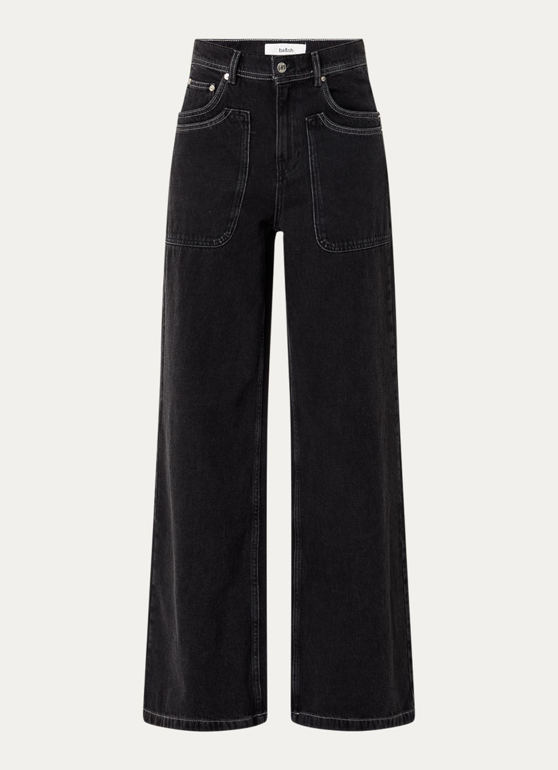 ba&sh Noel high waist wide leg jeans met gekleurde wassing - voorkant 3 zwart