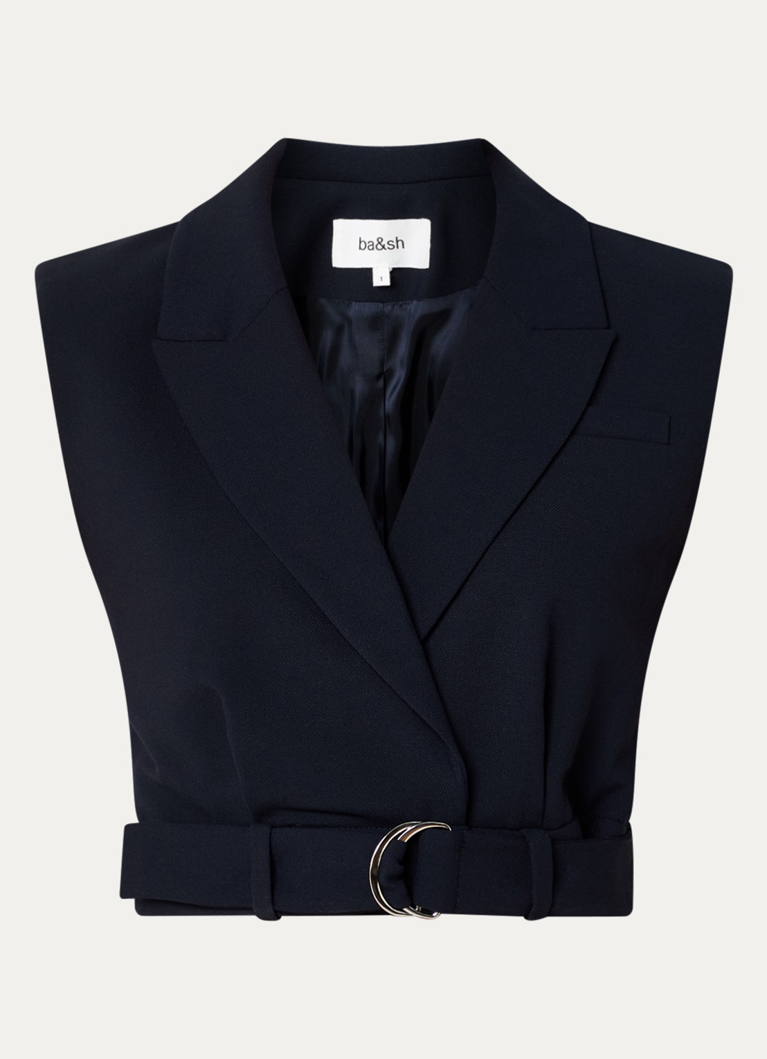 ba&sh Nova cropped gilet met schoudervulling - voorkant 2 donkerblauw