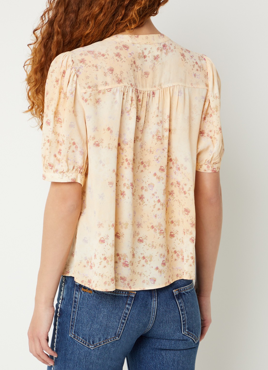 ba&sh Novella blouse met bloemenprint  - achterkant vanillegeel