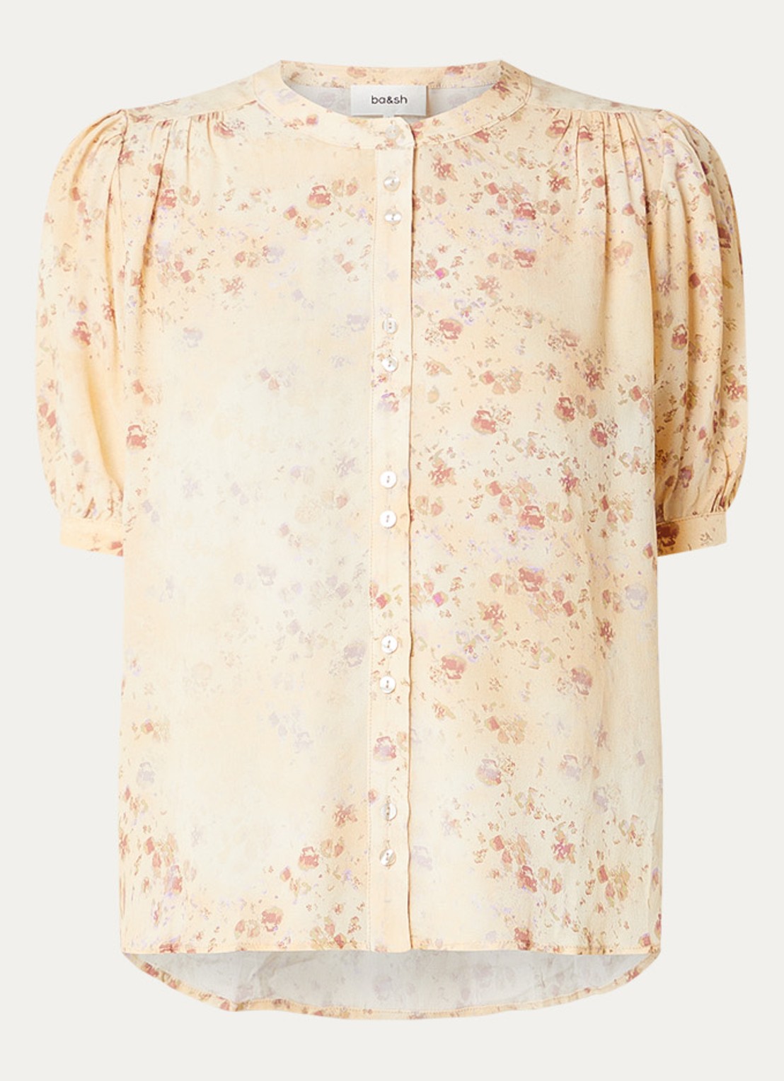 ba&sh Novella blouse met bloemenprint  - voorkant 2 vanillegeel