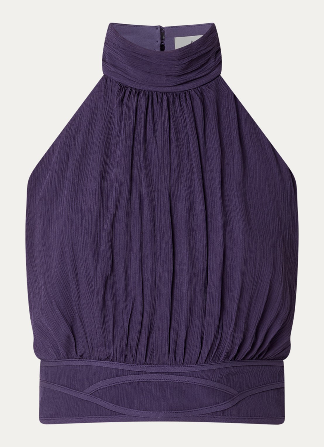 ba&sh Oia semi-transparante cropped haltertop van crepe met rugdecolleté - voorkant 2 paars