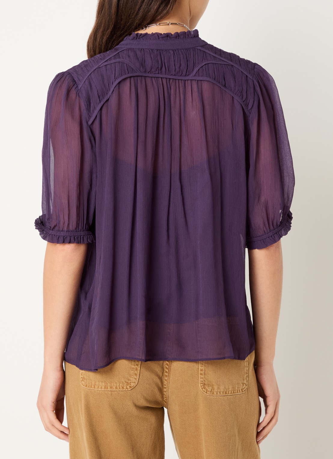 ba&sh Olie blouse met ballonmouw - achterkant paars