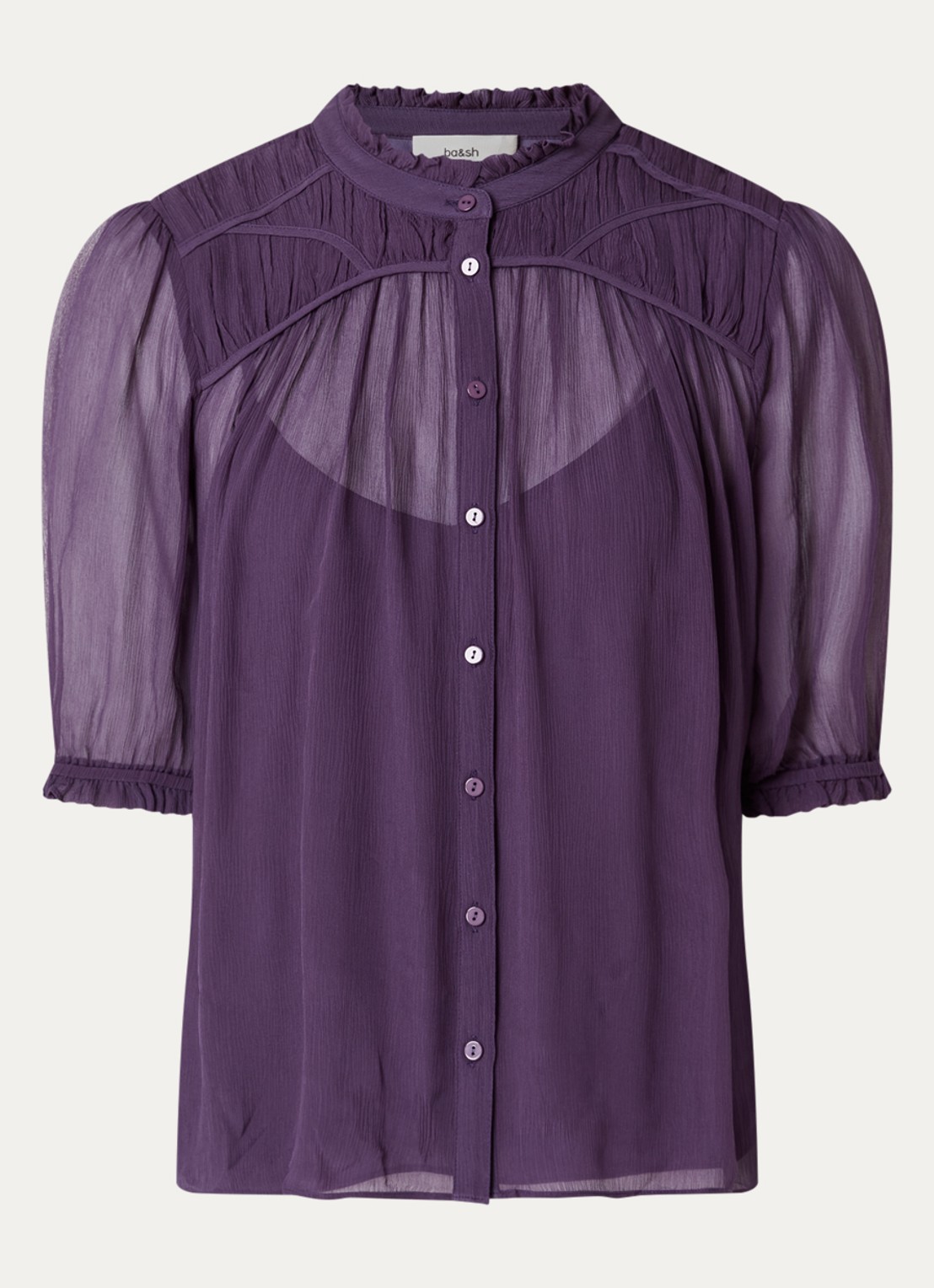 ba&sh Olie blouse met ballonmouw - voorkant 3 paars