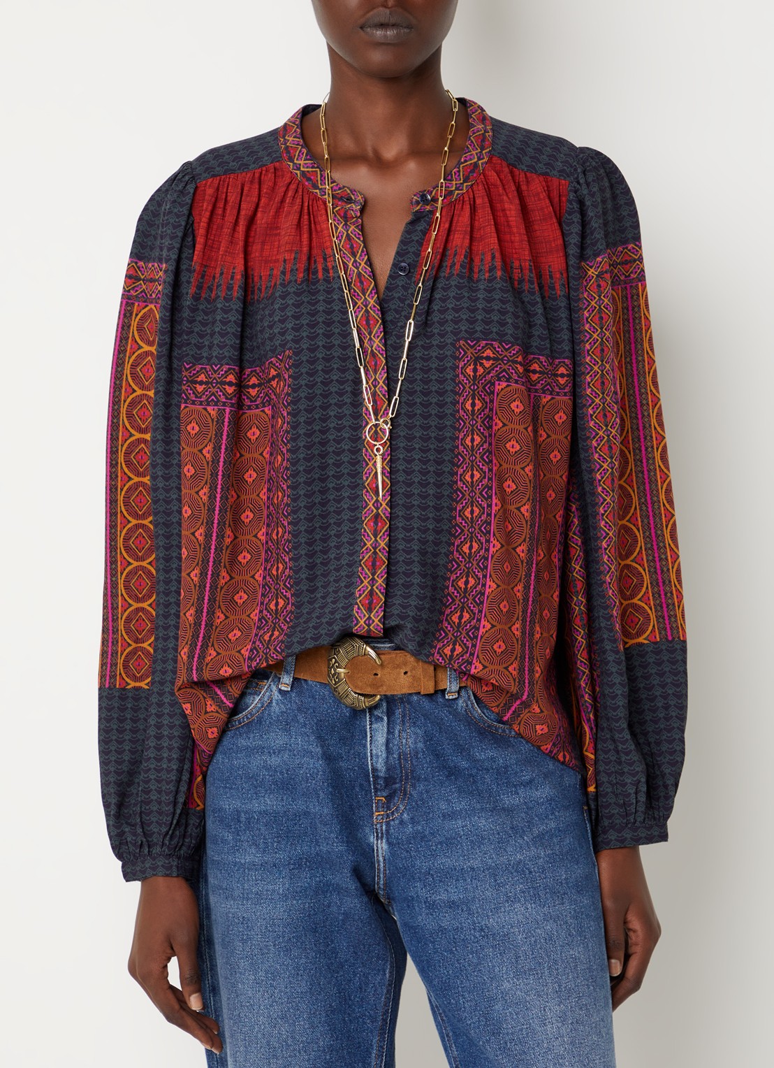 ba&sh Olivio tuniek met print - detail rood