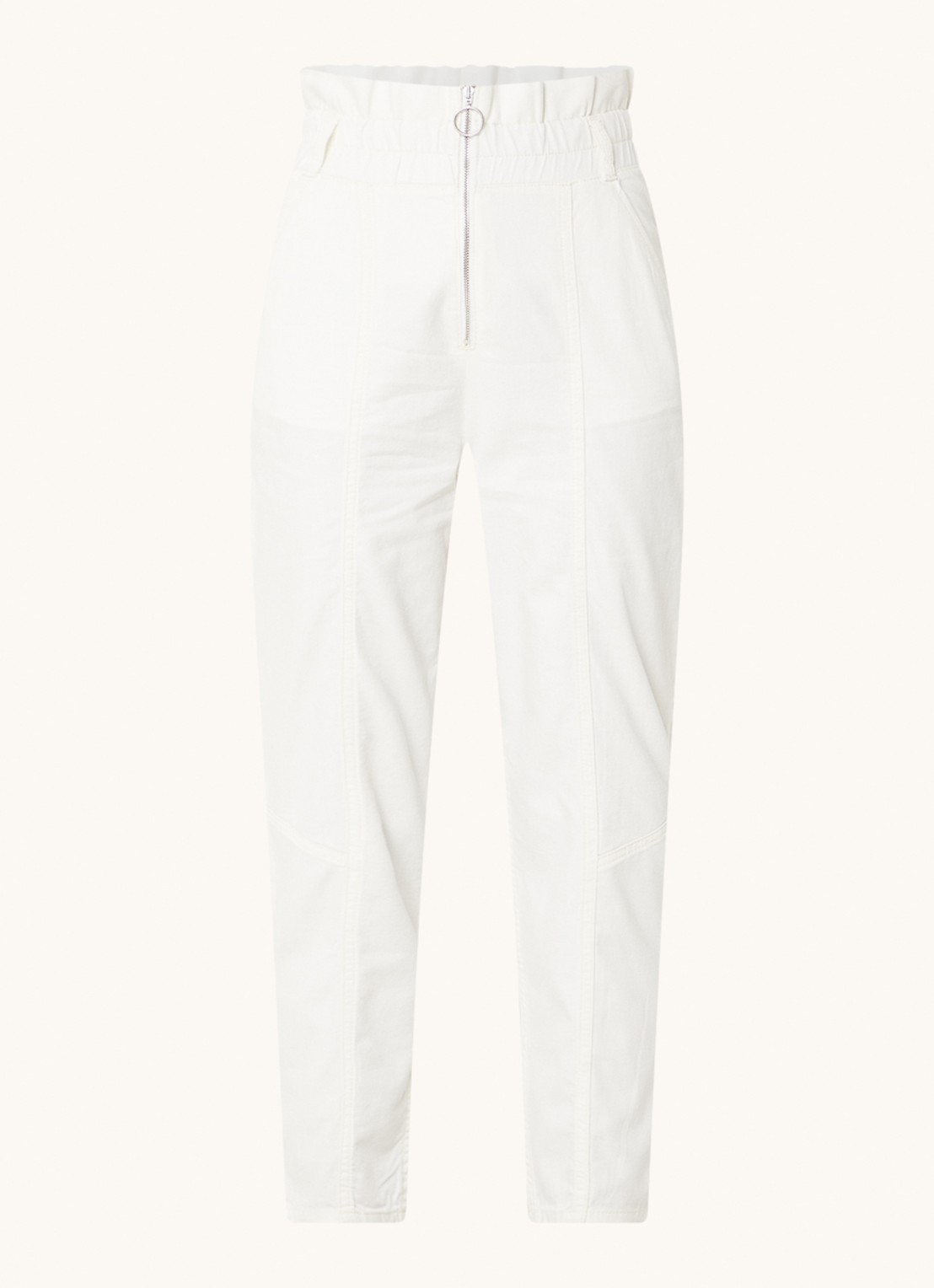 ba&sh Omny high waist cropped tapered fit jeans met stretch - voorkant 2 gebroken wit