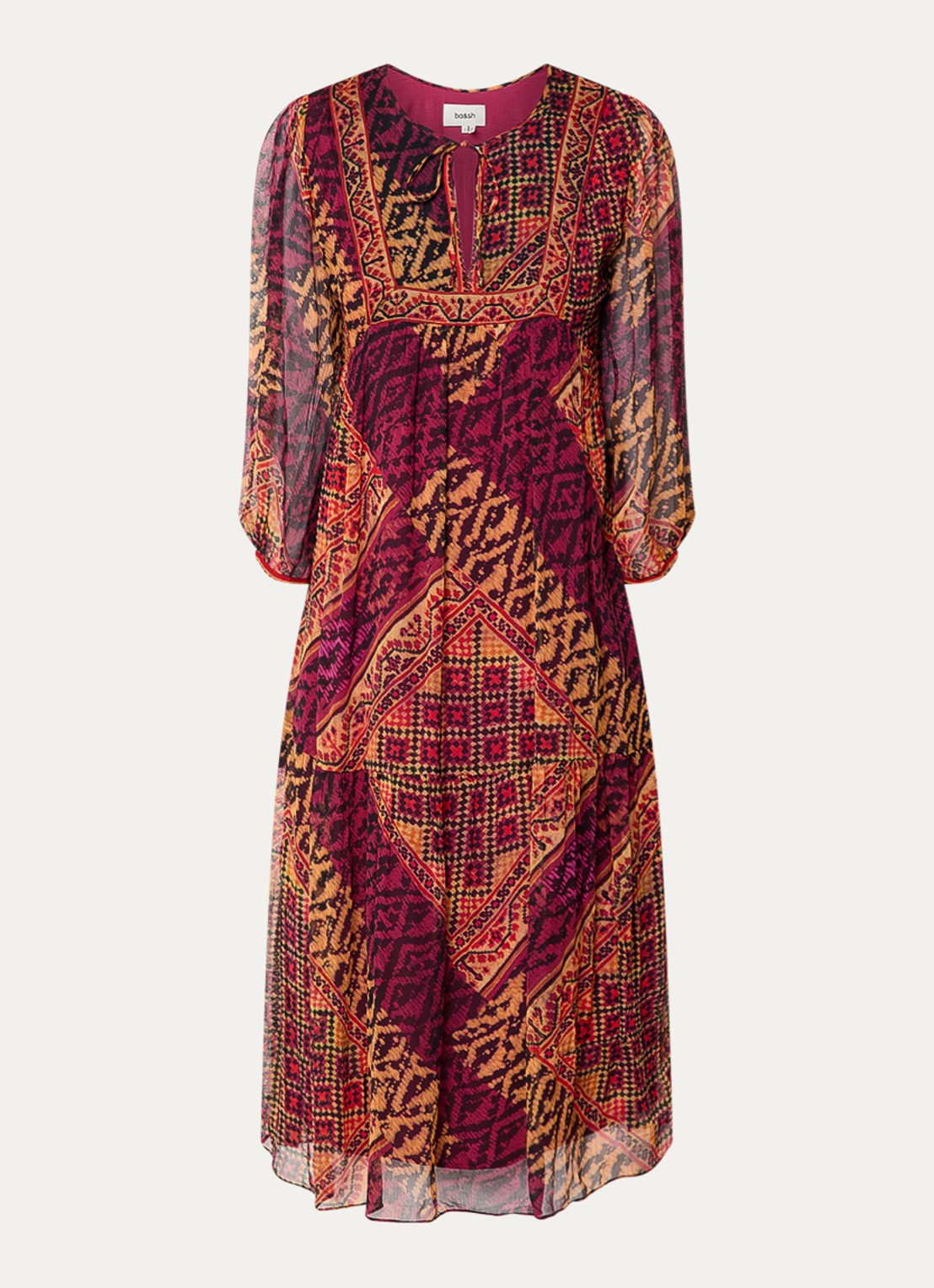 ba&sh Oria midi tuniekjurk met grafische print - voorkant rood