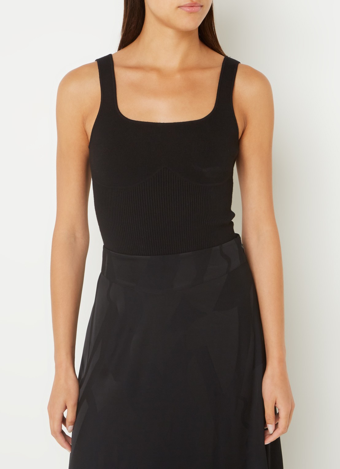 ba&sh Oxmo ribgebreide tanktop met stretch - detail 2 zwart